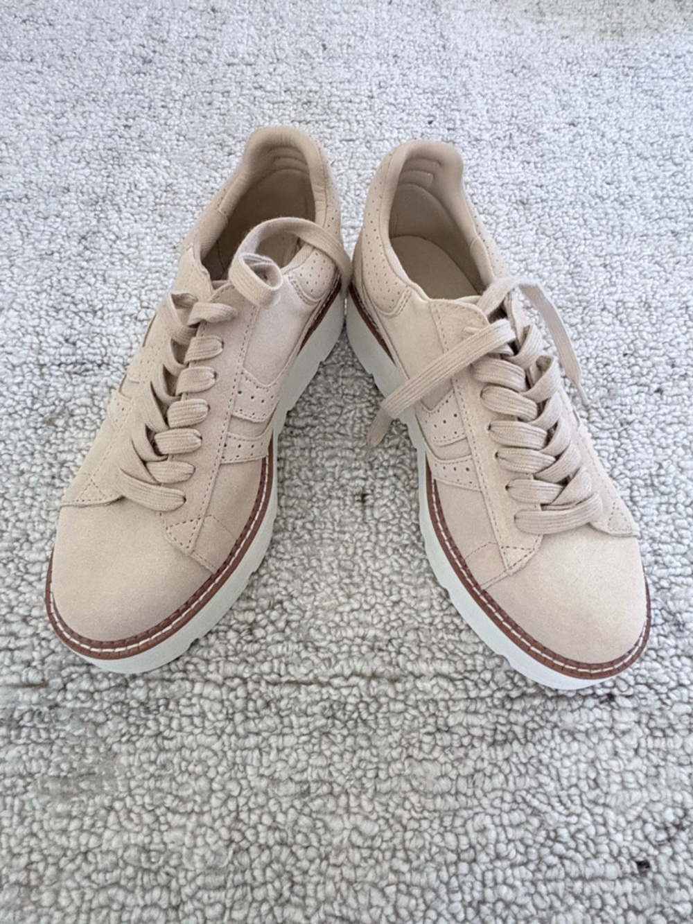 Steve Madden Light Beige Suede Platform Sneakers
